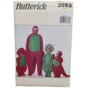 Butterick 3053 Barney Dinosaur Family Adult Toddler kids Children Costumes NEW
